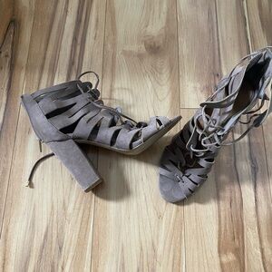 Lace-Up and Zipper Block Heel Sandals